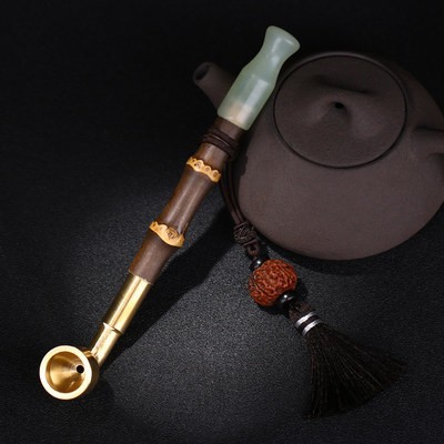 Hướng dẫn sử dụng tre ống khói ống khói Túi Vintage Saitama thạch miệng ống khói người đàn ông tinh khiết Đồng nồi Quà T