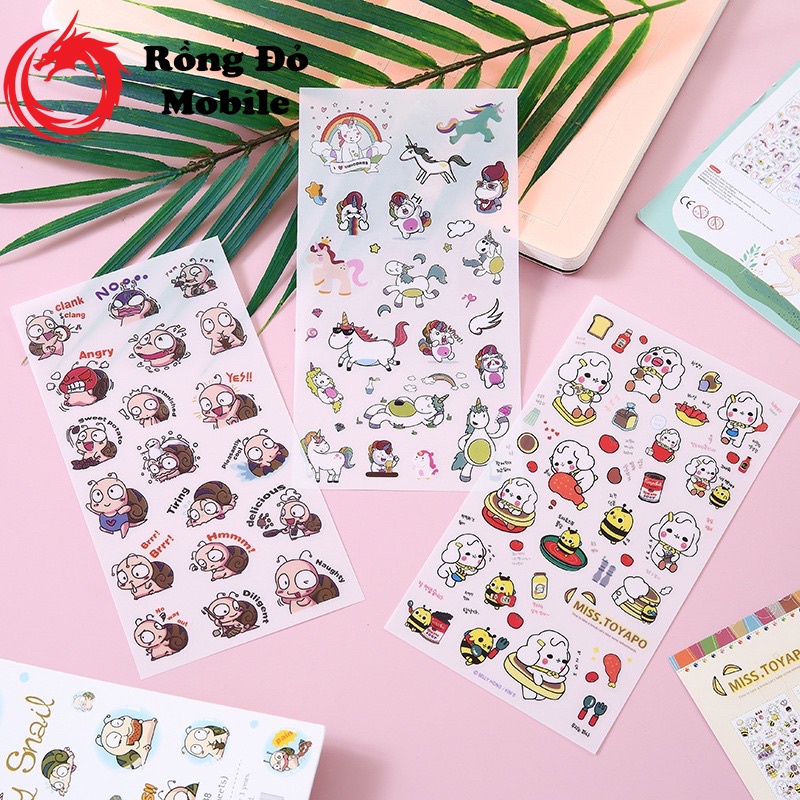 Miếng TO sticker hình dán CUTE, Dễ thương dùng trang trí dán sổ, vở, cặp sách, dán laptop, dán mũ bảo hiểm