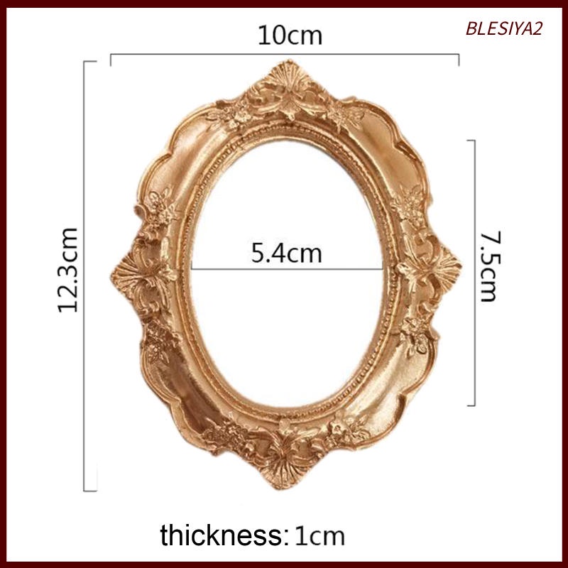 [Blesiya2] Khung Ảnh Bằng Nhựa Resin Mini Khắc Ren Hình Oval Cổ Điển
