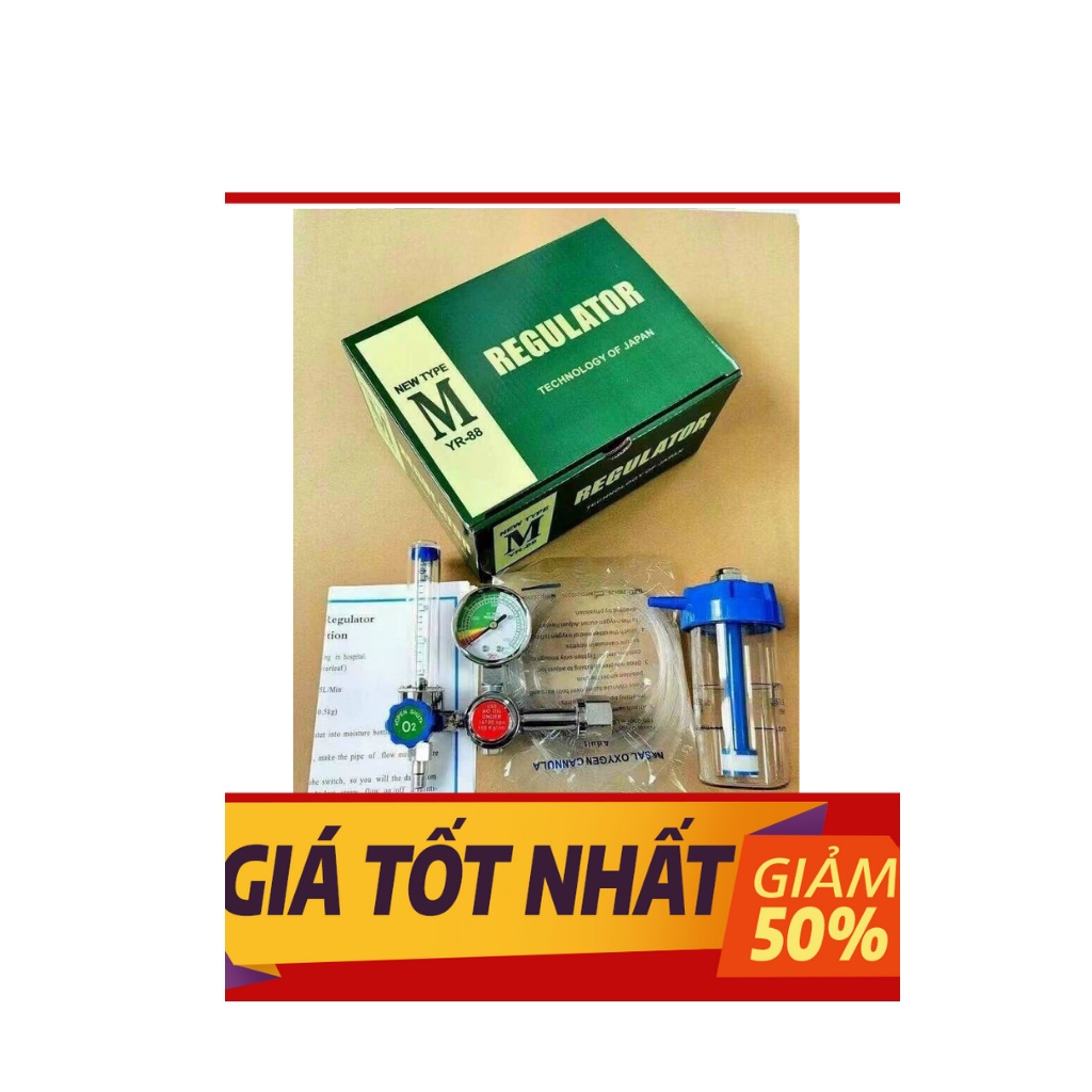 Đồng Hồ Đo Oxy + Bình Tạo Ẩm Oxy Trọn Bộ 3 Món