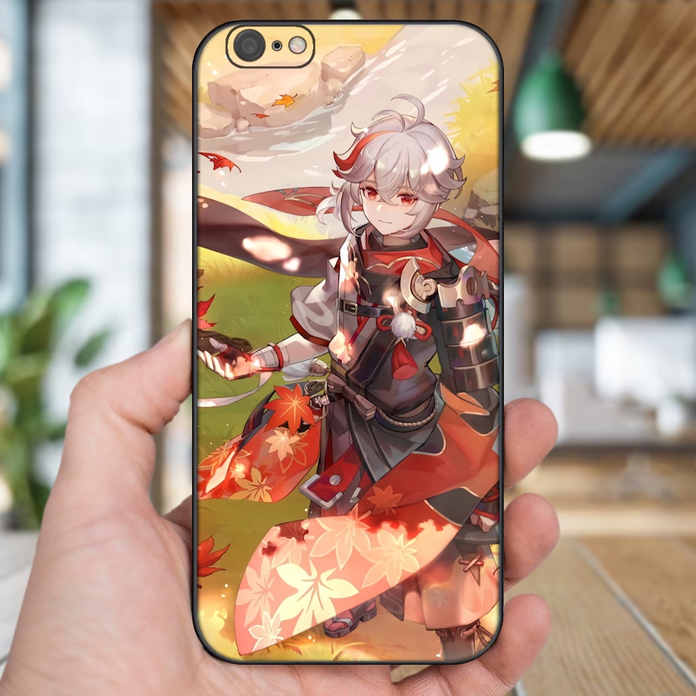 Ốp lưng iPhone 6 Plus, 6s Plus dẻo đen cạnh vuông in hình Kazuha Genshin Impact