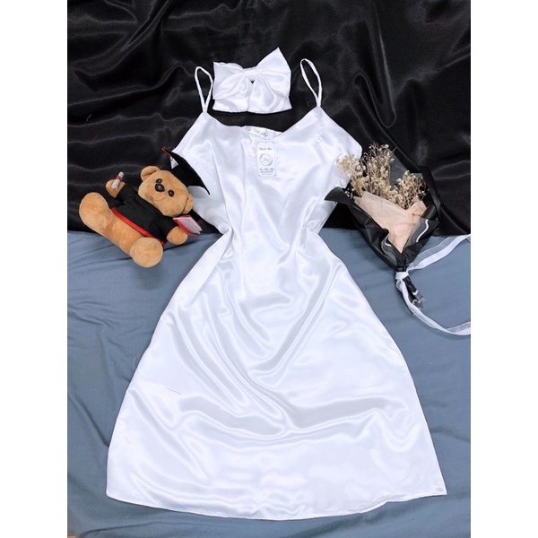 Váy Ngủ 2 dây - Đầm Ngủ Lụa Cao Cấp Mềm Mịn Bao Mát