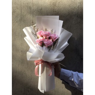 (Quà tặng)Bó hoa sáp 5 bông kiểu Hàn Quốc - Tặng Thiệp