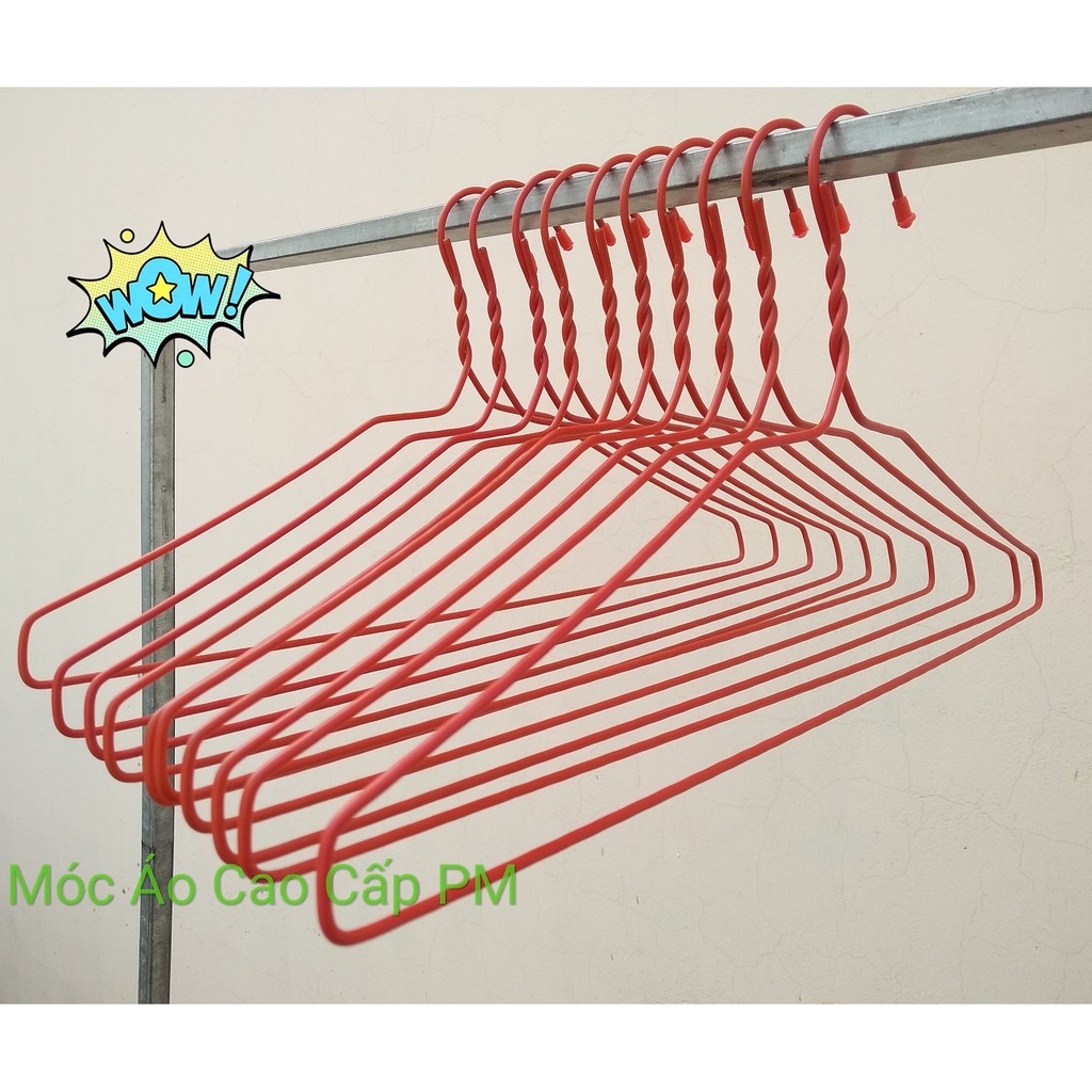Móc áo cao cấp PM - loại mỏng 10 cái/set   Móc áo thép phủ nhựa PP chống ăn mòn.