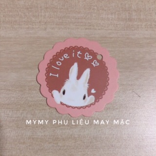 Nhãn mác giấy handmade hình thỏ I Love It