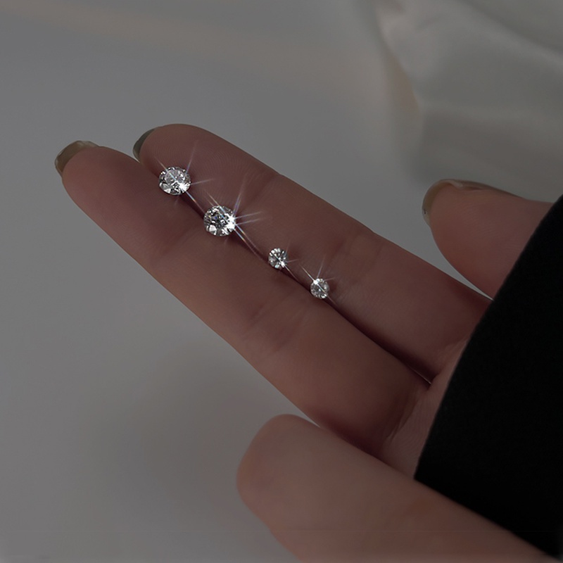 Đôi bông tai đính đá zircon đơn giản tinh tế