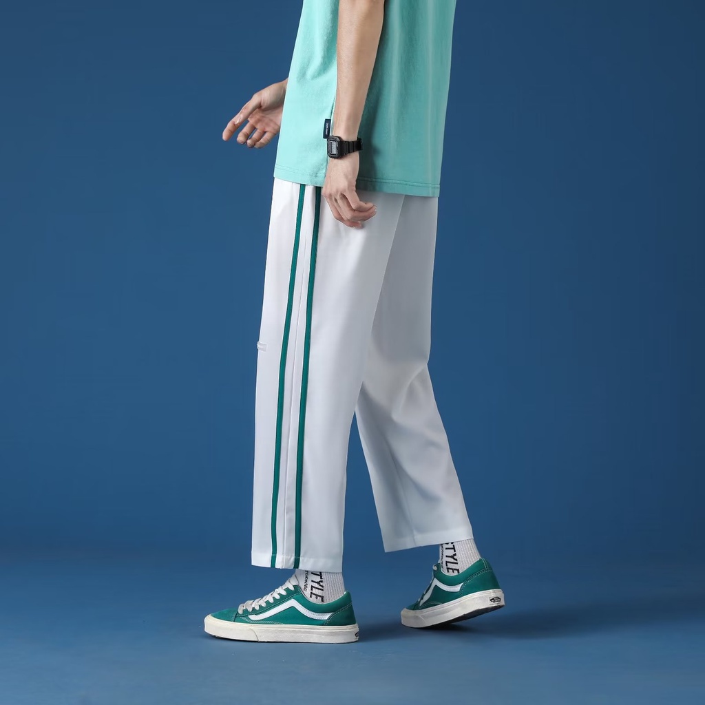 Quần Dài Dáng Rộng Lưng Thun Co Giãn Thoải Mái Phong Cách Hip Hop Đường Phố Nhật Bản Cỡ Lớn S-3XL