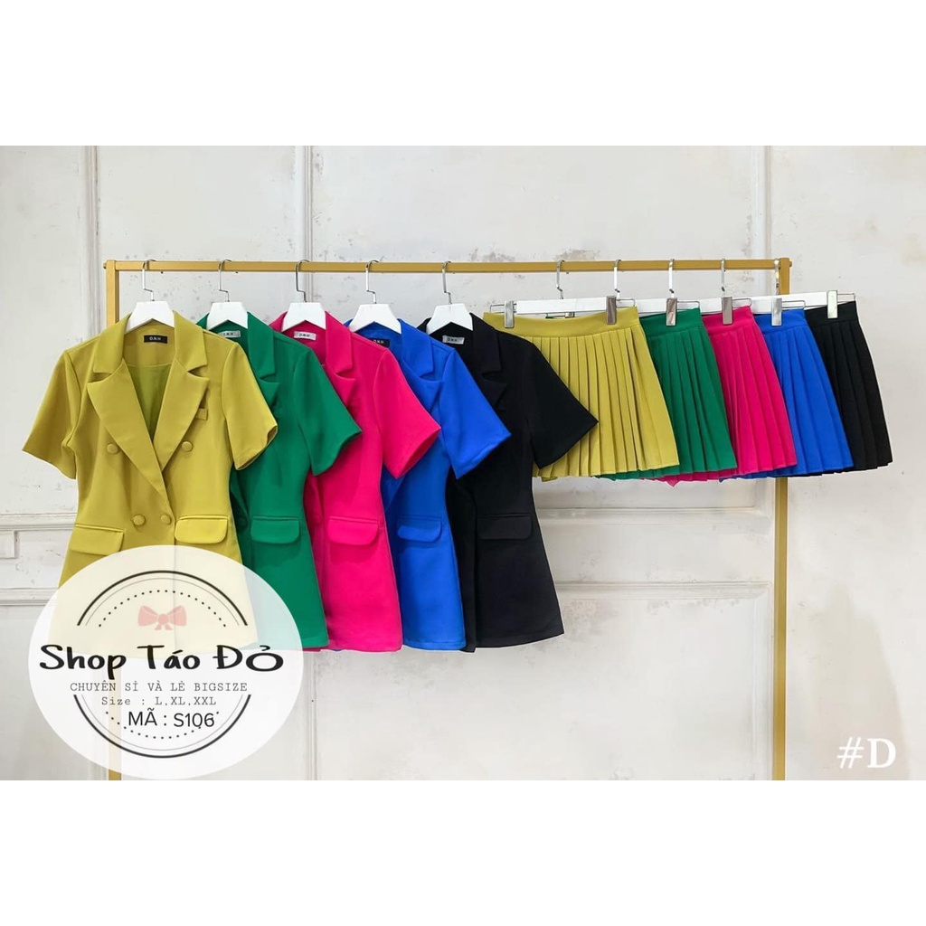 Set 2 món áo blazer vest + Chân váy xếp ly sang chảnh S106 (KHÔNG kèm áo bra và phụ kiện)🍎🍎🍎
