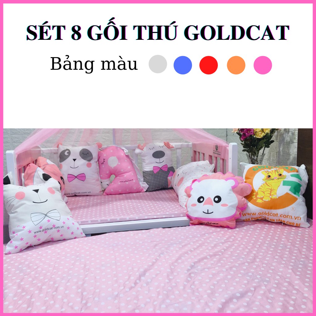 Gối Hình Thú Cho Bé GOLDCAT GT Chất Liệu Vải Cotton Bọc Bông, Nhiều Màu Sắc Ngộ Nghĩnh