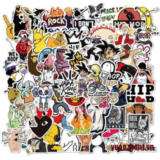 Set 100 Sticker PVC Phong Cách Rock Hip Hop Hợp Thời Trang Cho Xe Mô Tô
