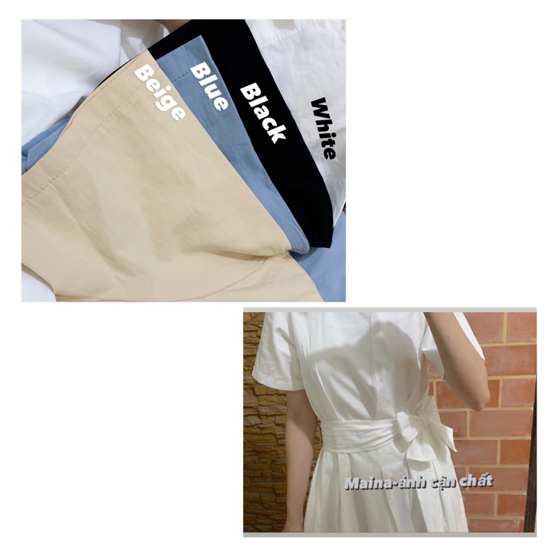 Váy xếp ly eo kèm đai Maina - Đầm thiết kế basic 4 màu | BigBuy360 - bigbuy360.vn