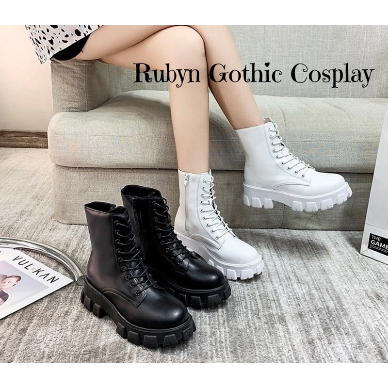 [Sẵn]Giày Boots Chiến Binh Mẫu Mới Dây Kéo ( Trắng, Đen ) Size 35-40 .A53