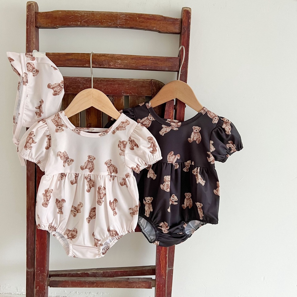 Bộ Đồ Bơi Liền Thân Nhanh Khô Họa Tiết Gấu Dễ Thương Thời Trang Mùa Hè Cho Bé Sơ Sinh 0-3 Tuổi