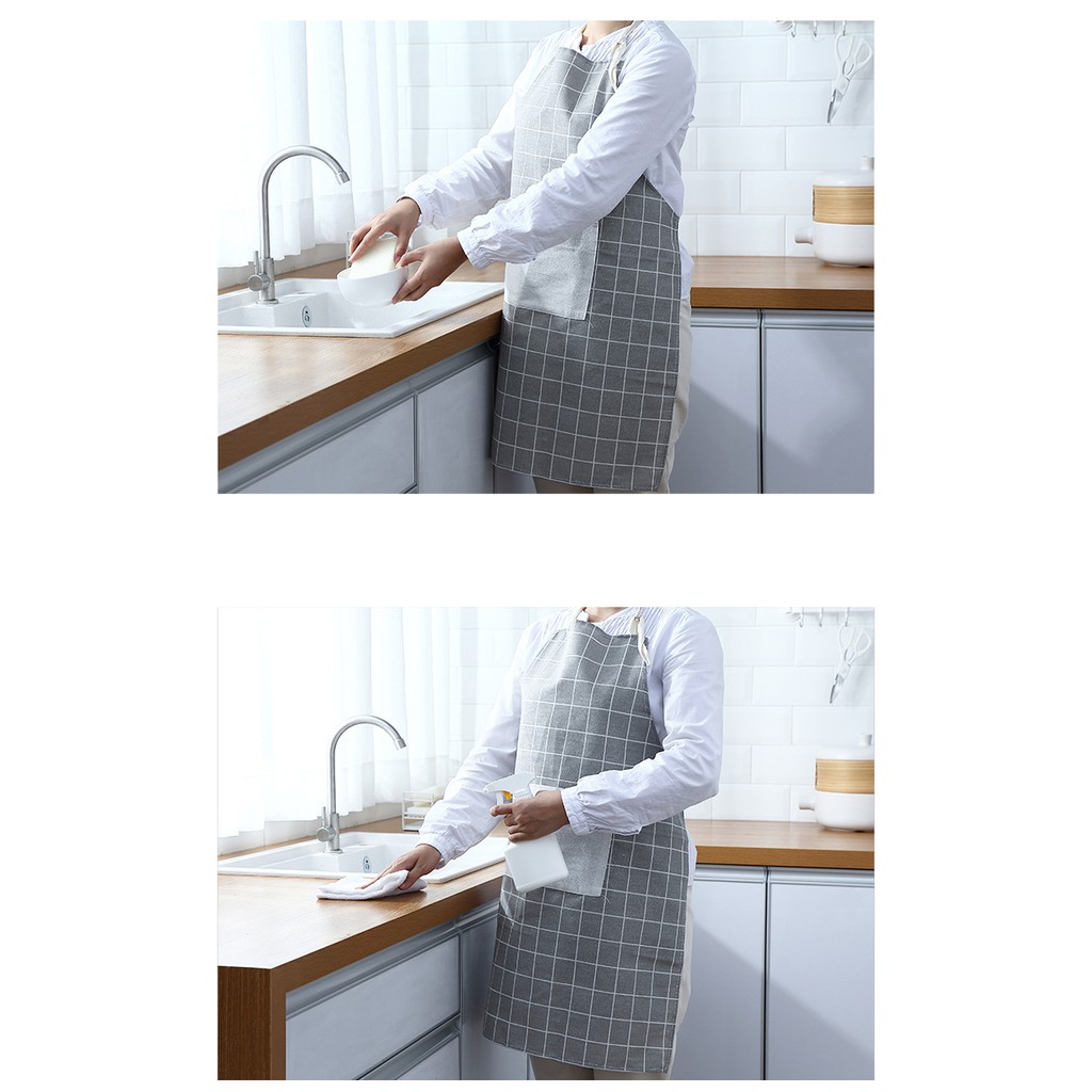 Tạp Dề Nấu Ăn Chống Mỡ, Bẩn Họa Tiết Kẻ Caro