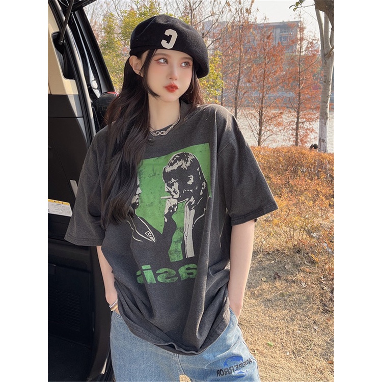 Áo Thun Tay Ngắn Dáng Rộng Chất Liệu Cotton In Họa Tiết Thời Trang Mùa Hè Cho Nữ