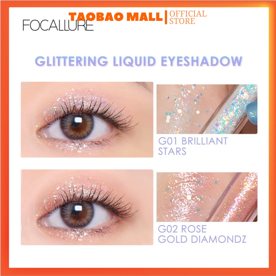 Phấn Mắt Focallure Dạng Lỏng, Nhũ Mắt Chống Thấm Nước Nhanh Khô Độ Bão Hòa Cao Trọng Lượng 1.5g