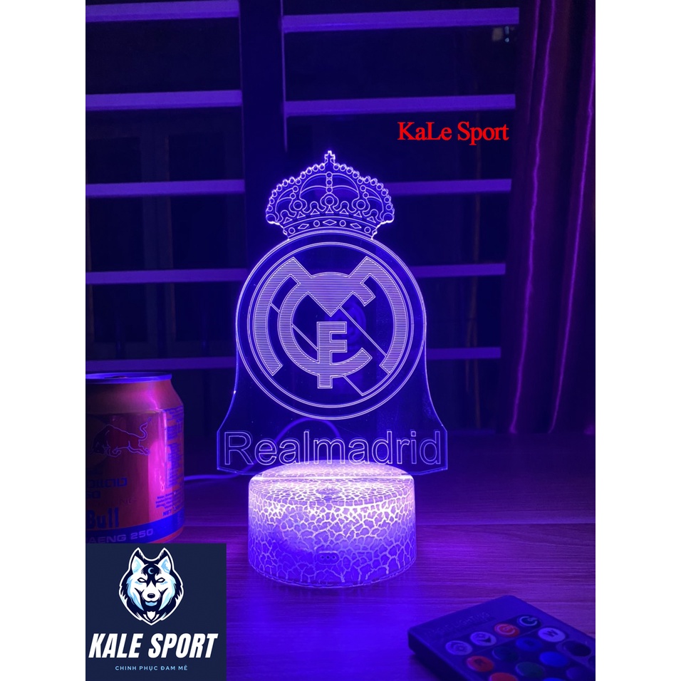 Đèn ngủ 3D các CLB bóng đá đế pha lê kèm điều khiển từ xa - Đèn Led 16 màu