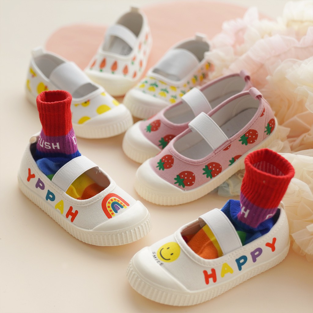 Giày vải canvas in họa tiết dễ thương cho bé gái từ 1 - 7 tuổi
