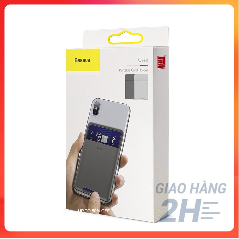 Baseus miếng dán lưng điện thoại đựng thẻ bằng silicone mỏng cao cấp và sang trọng chống sốc tiện lợi cho