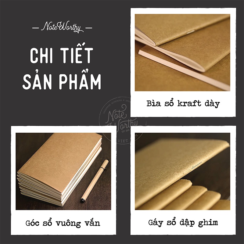 Sổ tay trắng kem trơn 64 trang 11x20cm bìa mềm mỏng nhẹ bỏ túi kích thích sáng tạo - Noteworthy creamish journals