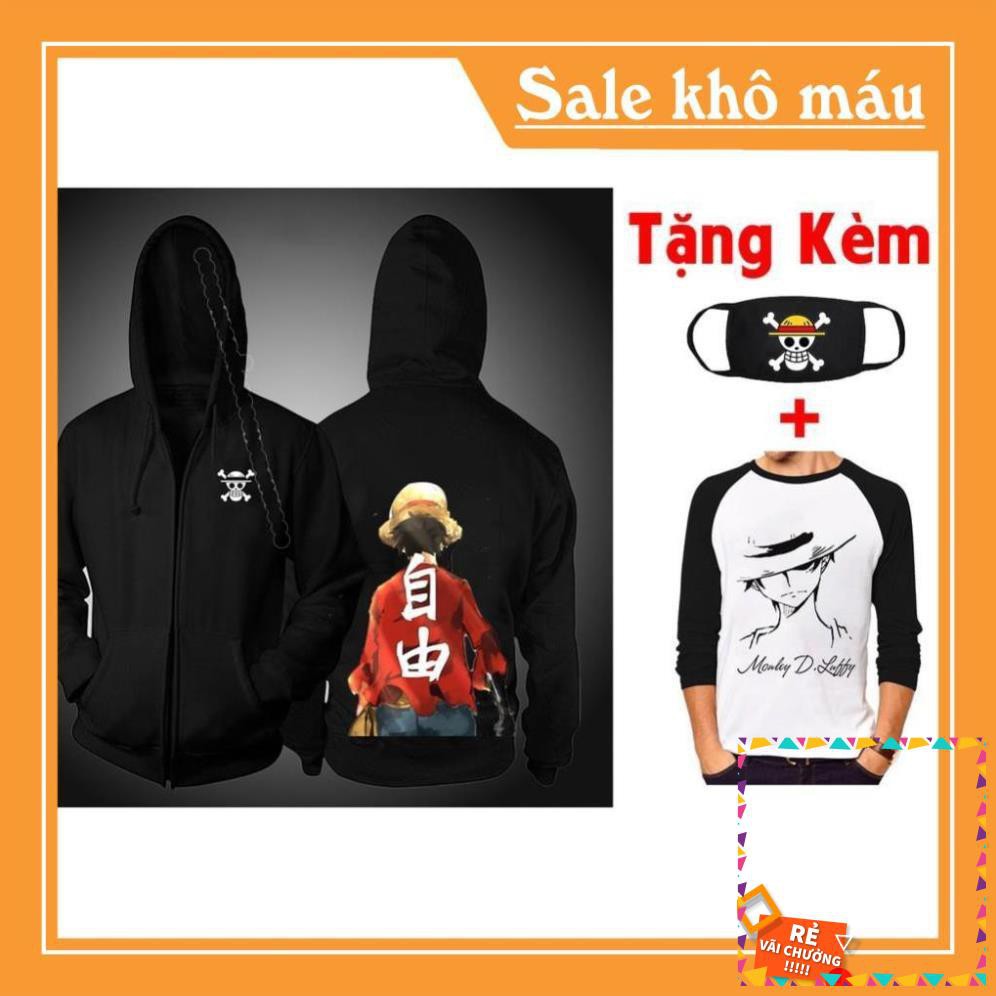 [SALE] [KM Khủng ] Áo khoác One PIece - Luffy tặng kèm áo thun bịt mặt One Piece đẹp nhất