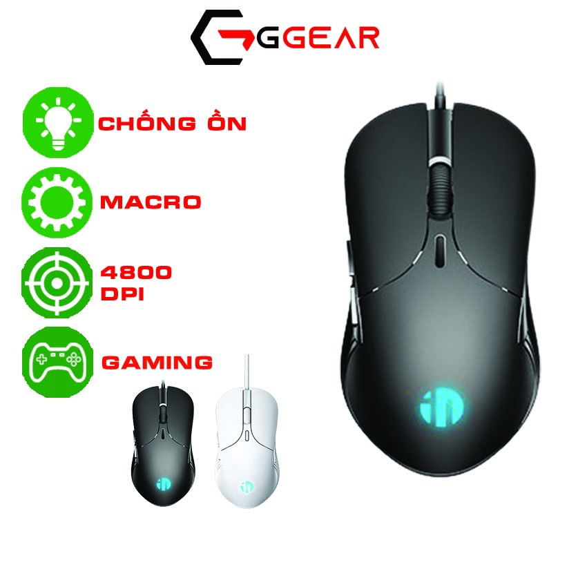 Chuột máy tính có dây GGEAR Inphic PB1P Pro chống ồn silent 4800dpi cho gaming văn phòng học tập