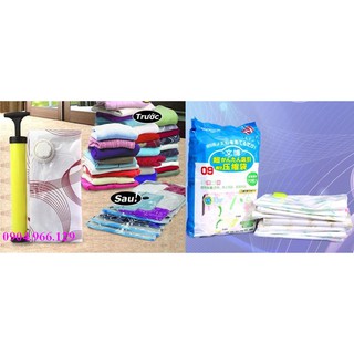 Miễn phí ship Bộ 8 túi hút chân không đựng chăn màn quần áo tặng kèm bơm, sẵn hàng free ship 50k