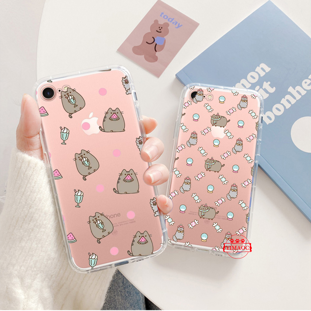 Ốp điện thoại TPU mềm trong suốt họa tiết mèo pusheen cho iPhone XS Max XR X 11 Pro 7 8 6 6S Plus 83S