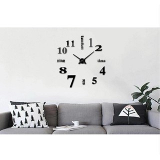 Đồng hồ dán tường Châu Âu cỡ lớn DIY 3D trang trí cao cấp ( Đen )