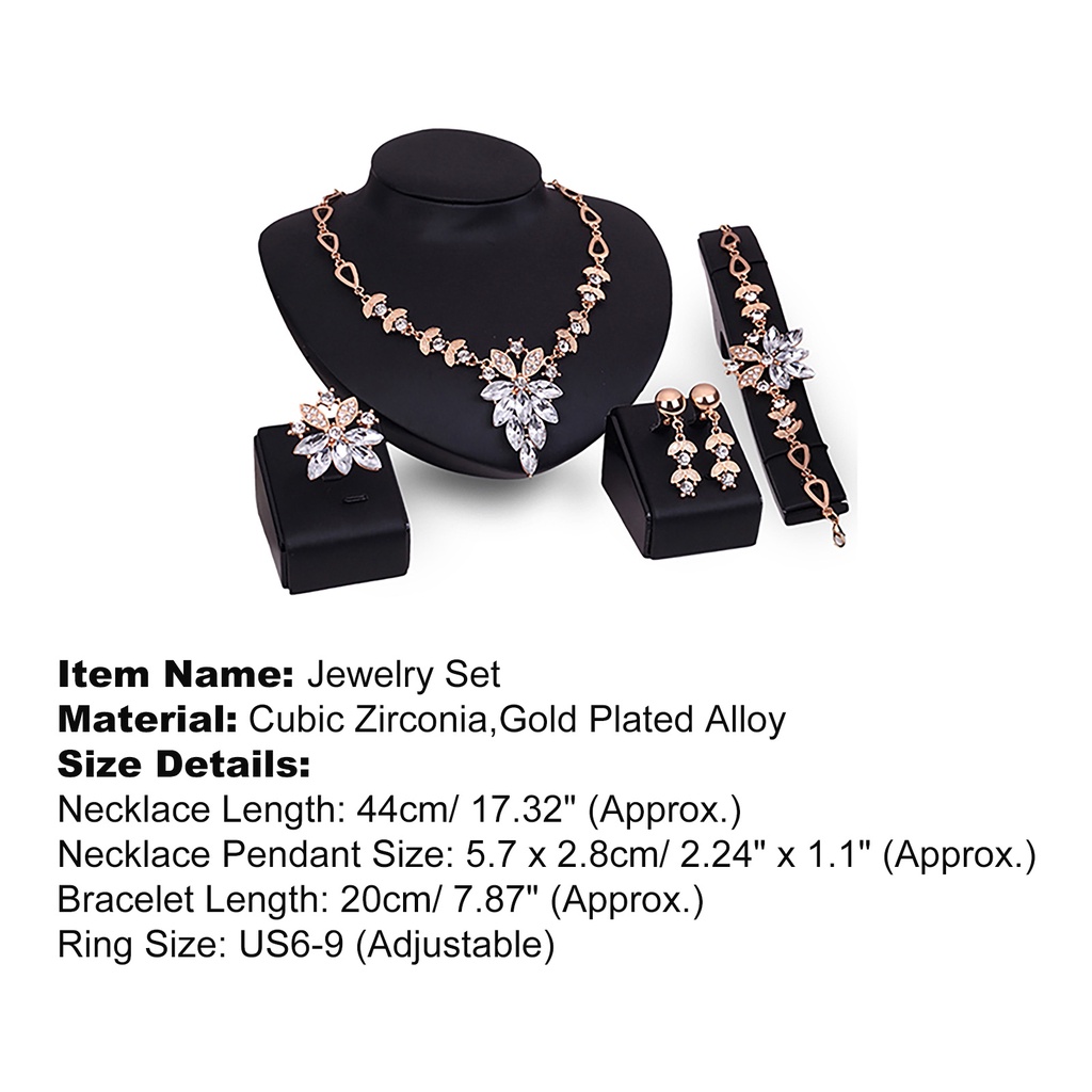 Bộ trang sức mạ vàng đính đá quý nhân tạo sang trọng thanh lịch dành cho nữ