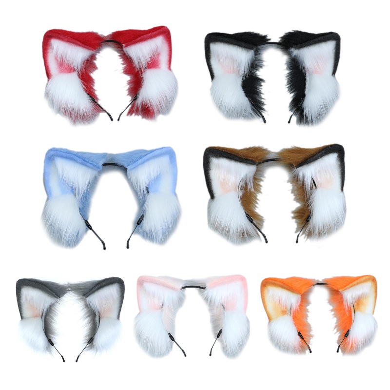 Băng Đô Tai Mèo Lông Xù Thủ Công Phong Cách Lolita Đáng Yêu