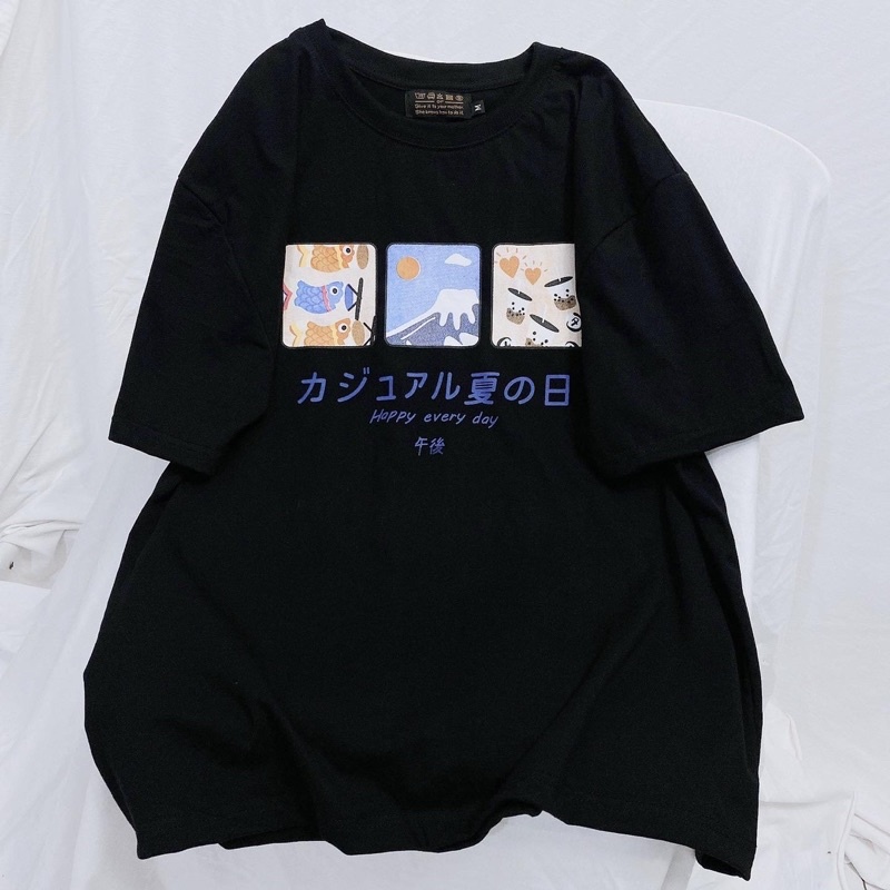 Áo Thun Tay Lỡ Unisex Happy màu ĐEN/TRẮNG /Nam nữ unisex❤️ Áo phông cổ tròn Jaystoree | BigBuy360 - bigbuy360.vn