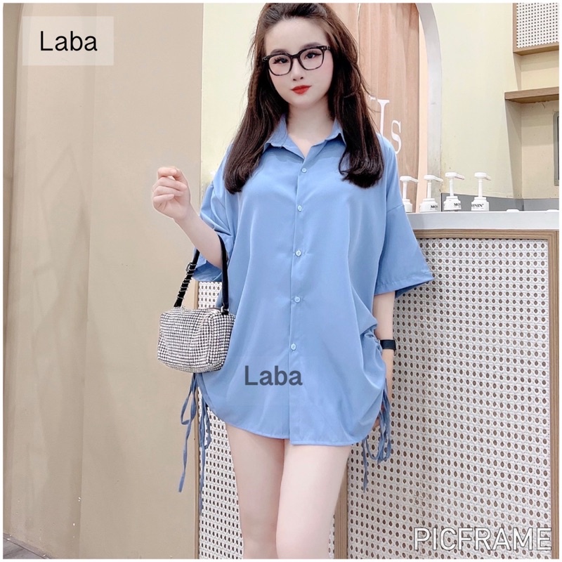 Sỉ Áo sơ mi nữ cộc tay rút dây nhiều mầu chất lụa mát rũ đẹp, thiết kế áo somi nữ phong cách