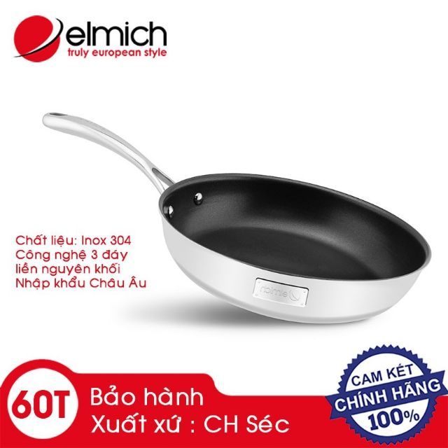 CHẢO INOX ELMICH TRIMAX 20cm 24cm 26cm 28M - ELMICH 3737 3738 3839 3740