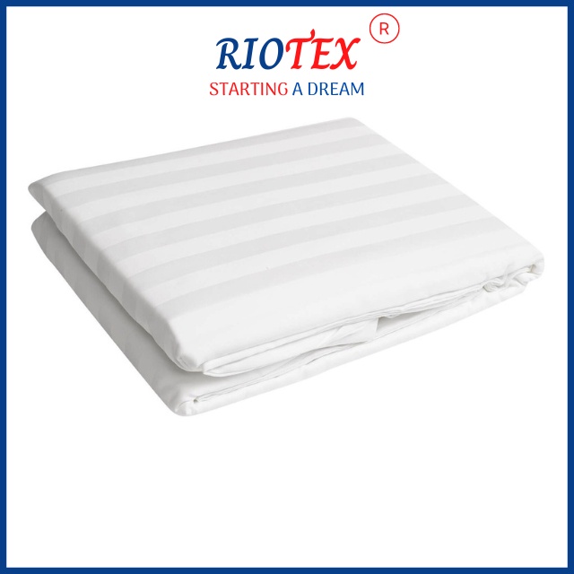 T300 VỎ CHĂN Trắng Sọc Cotton Chần Gòn Cao Cấp Cho Khách Sạn, Nhà Nghỉ  RIOTEX - Kích Thước 1m6/1m8/2m2