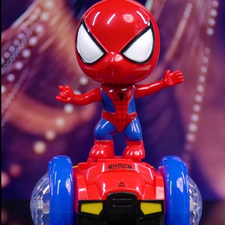 Đồ Chơi Trẻ Em Siêu Nhân Người Nhện Spider Man  Lái Xe Ô Tô Đua Xoay Tròn Phát Sáng Phát Nhạc