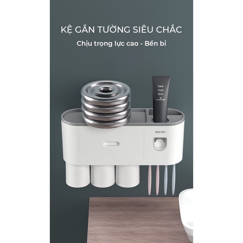 Bộ Nhả Kem Đánh Răng Tự Động Kệ Để Đồ Phòng Tắm Cao Cấp Oenon