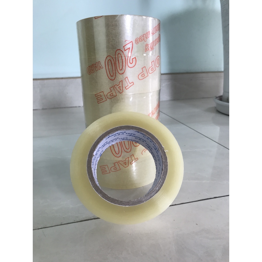 Băng Keo Trong 200 Yard 6 cuộn nặng 1.8kg - băng keo 200 yard dán thùng