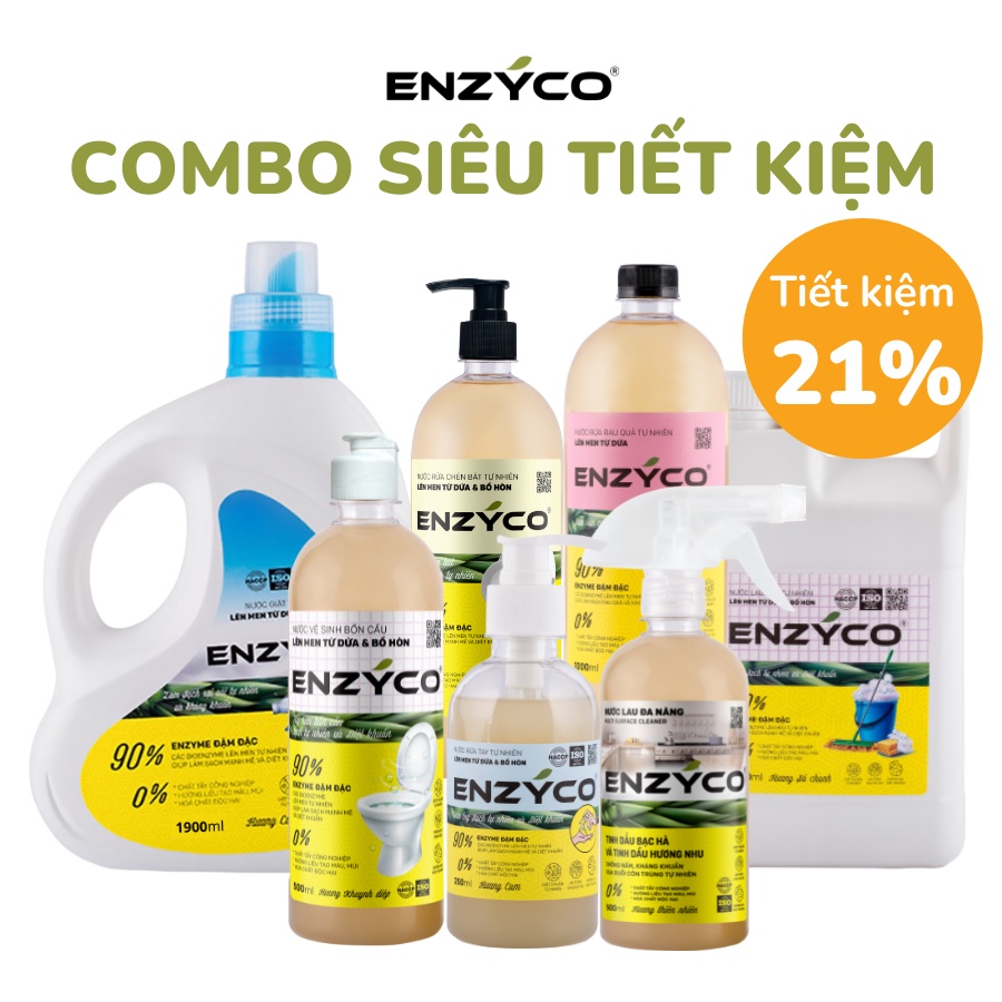 Trọn Bộ Siêu Tiết Kiệm - Nước Tẩy Rửa Sinh Học ENZYCO 90% Enzyme Lên Men Từ Dứa Và Bồ Hòn Biological cleaning product