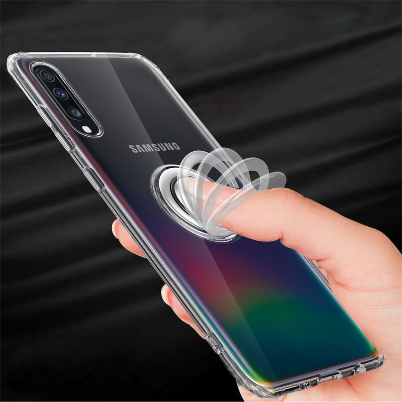 Ốp Điện Thoại Silicon Mềm Trong Suốt Có Vòng Đỡ Nam Châm Cho Samsung Galaxy A70 A60 A50 A40 A30 A20 A10 A20e M40