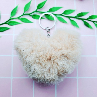 Móc khóa trái tim lông xù cực đẹp