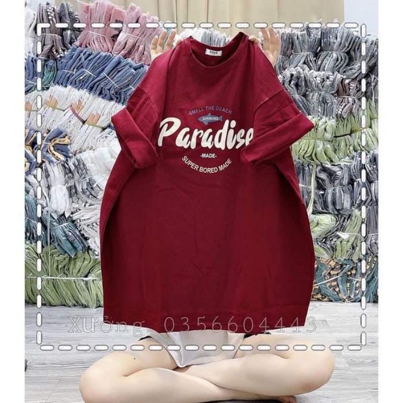 Áo Phông Tay Lỡ Thun 3158 Cotton Khô Form Rộng Unisex Nam Nữ In Hình Paradise