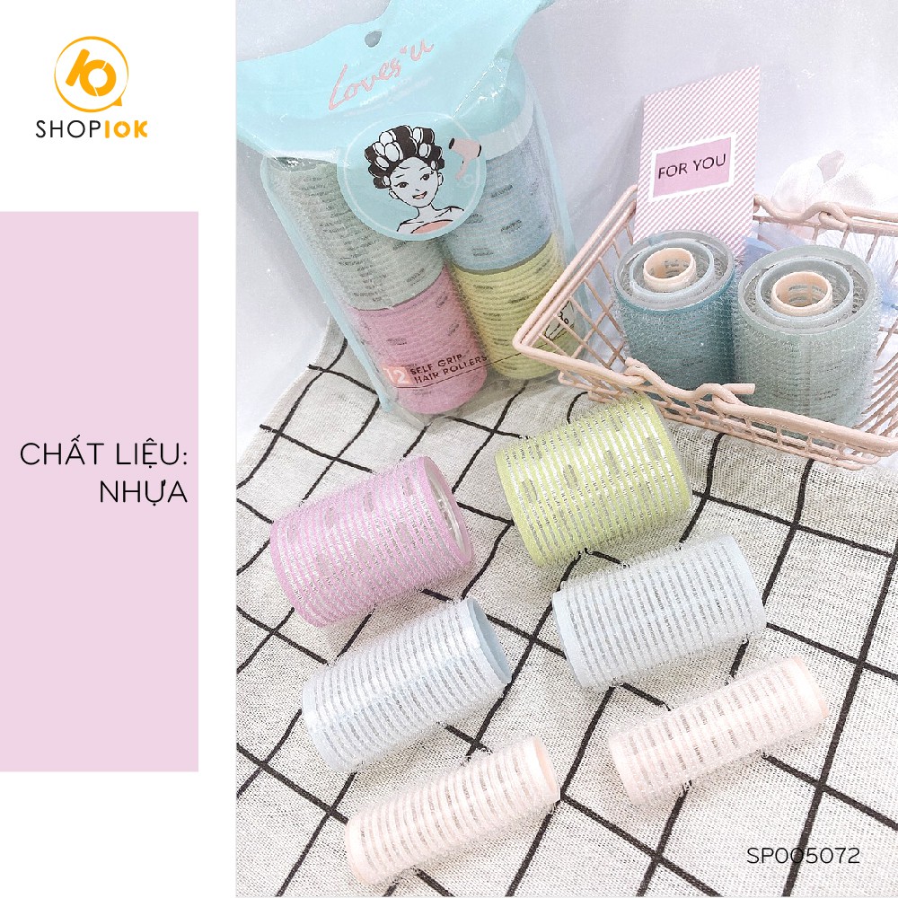 Lô uốn tóc tự dính SHOP10K set 12 lô cuộn tóc thời trang kích cỡ khác nhau - SP005072