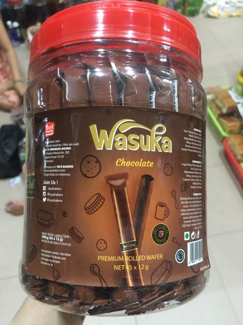 Bánh Quế Wasuka Cigarku nhân socola , hũ 45 cây