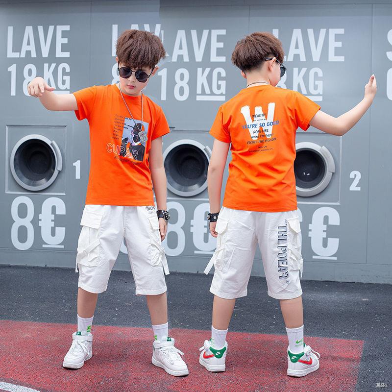 Bộ quần áo trẻ em mùa hè 2021 bé trai mới 6 8 ngắn tay Hàn Quốc 12 đùi hai mảnh 15 tuổi