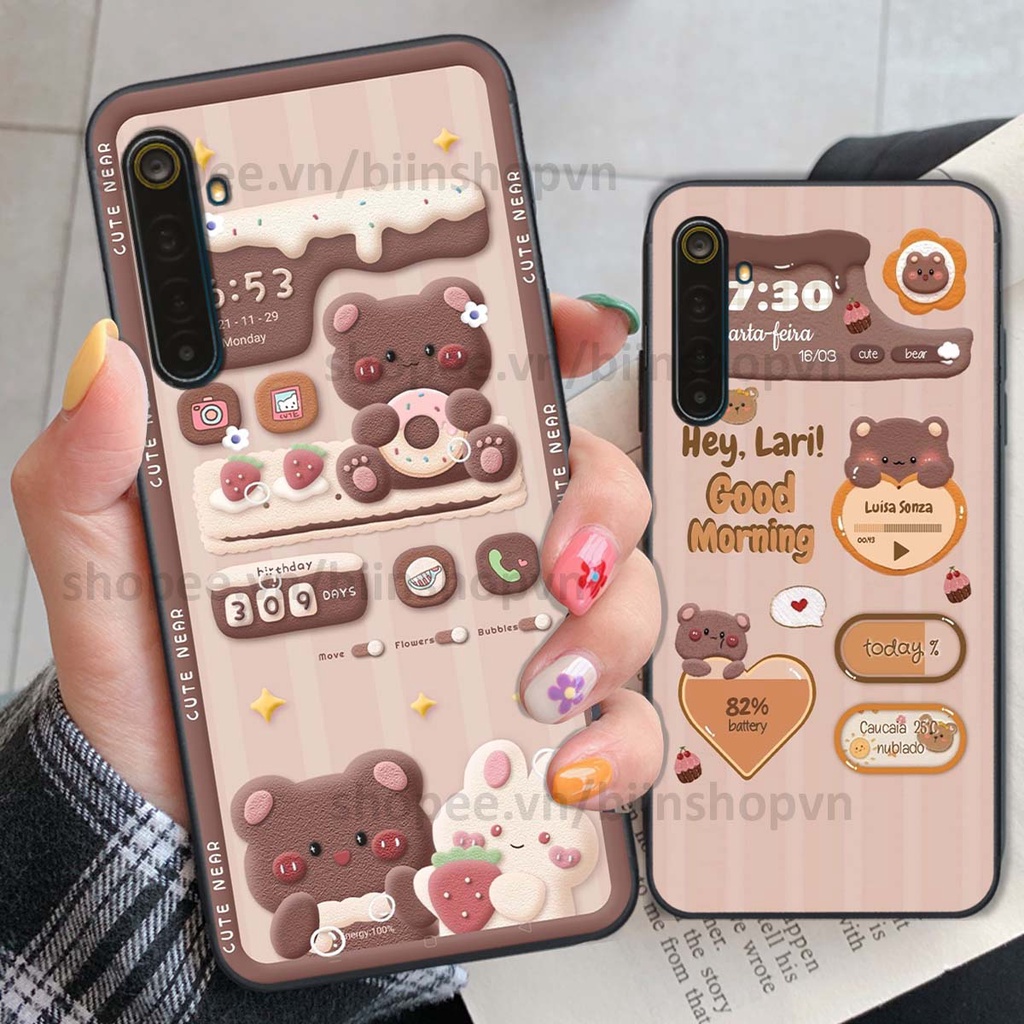 Ốp Realme 6 / 6 Pro in 3D icon gấu nổi siêu xinh, siêu đáng yêu, cá tính phong cách