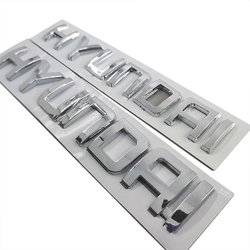 1 Miếng Dán Logo HYUNDAI Bằng Nhựa ABS Màu Chrome Trang Trí Đuôi Xe Hơi