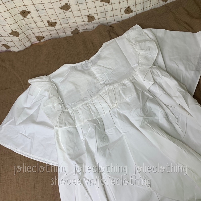 Váy babydoll xếp ly ngực, đầm baby doll tay bồng, dáng ngắn dễ thương