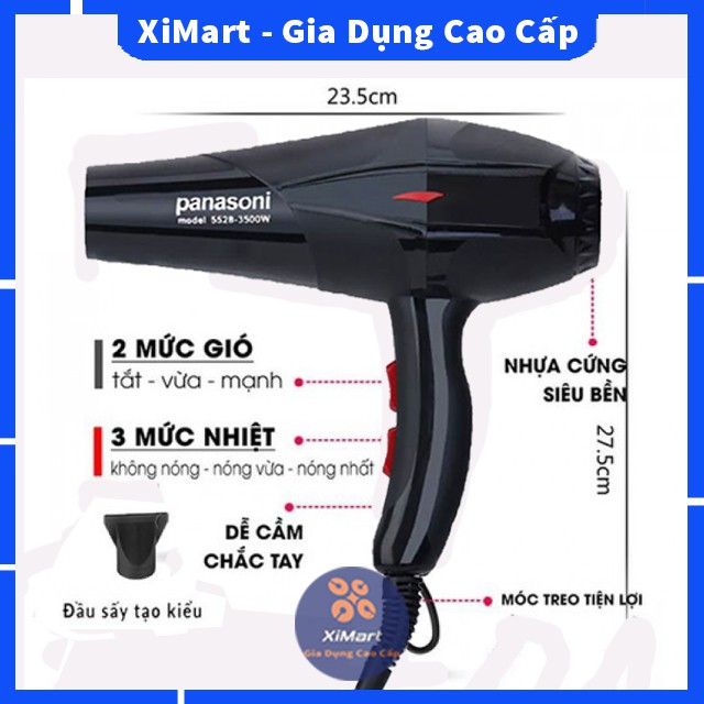 Máy Sấy Tóc Công Suất 3500W Hai Chiều Nóng Lạnh Ánh Sáng Xanh 5 Chế Độ Nhiệt Và Gió Bảo Hành 12 Tháng