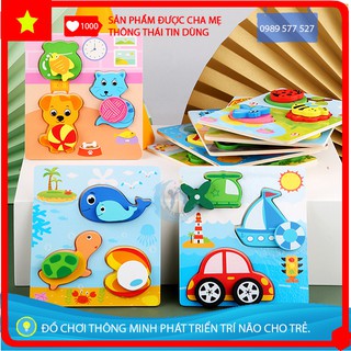 [Sale] Bảng Xếp Hình Động Vật Bằng Gỗ Đa Dạng Sắc Màu Cho Bé